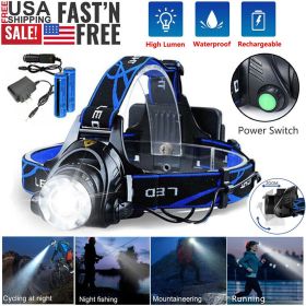 LED Headlamp Rechargeable Head Torch Zoom Headlight Lamp Super Bright Flashlight 3 Modes Light With 2 Li-ion Batteries 2 Charger (Option: Headlamp)